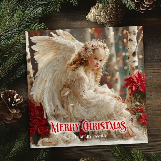 Carte de vœux éditable de l'ange beau victorien (Victorian beautiful angel editable greeting card)