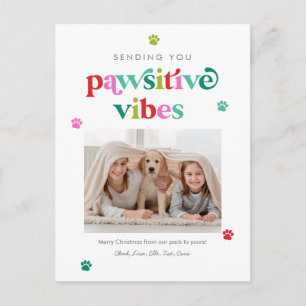 Carte de vœux éditable Pawsitive Vibes couleur pou