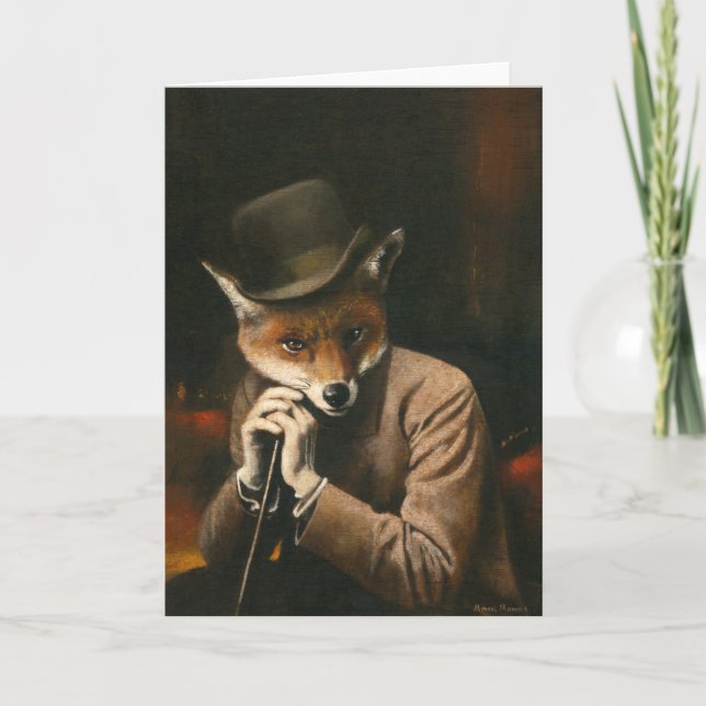 Carte de voeux Edwardian Gentleman Fox (Devant)