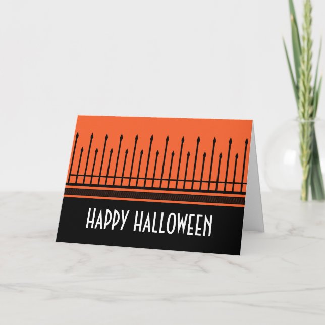 Carte de voeux éffrayante Halloween Gate, Orange (Devant)