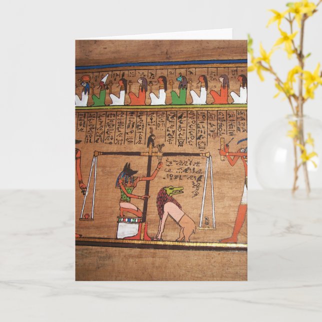 Carte de vœux Égypte-Hiérglyphes (Fleur jaune)