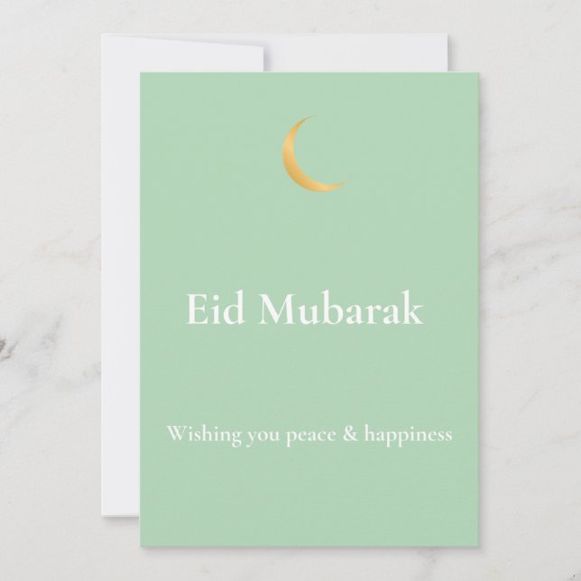 Carte de vœux Eid Mubarak esthétique vert sauge (Devant)