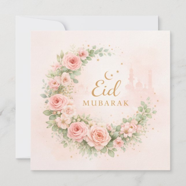 Carte de vœux Eid Mubarak Floral Aquarelle – Isla  (Devant)