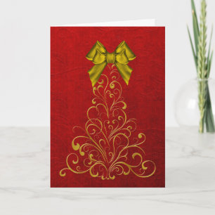 Carte de voeux élégante d'arbre de Noël d'or