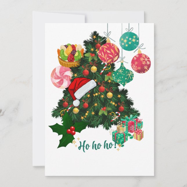 Carte de vœux élégante d'arbre de Noël | Festive  (Devant)