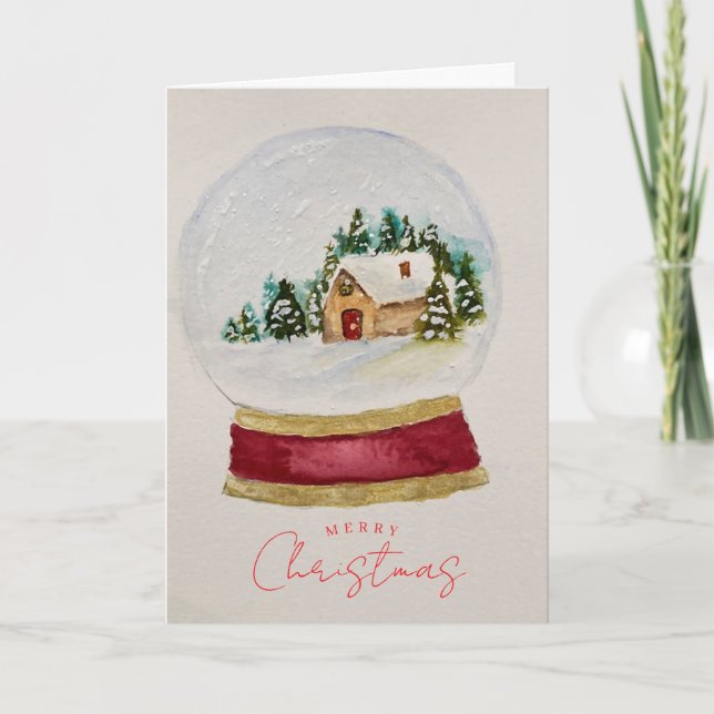 Carte de vœux élégante de boule de neige de Noël (Devant)