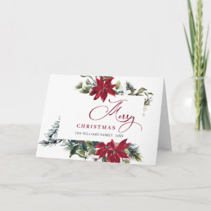 Carte de vœux élégante de Noël au poinsettia et au