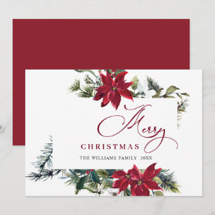 Carte de vœux élégante de Noël avec poinsettia et 