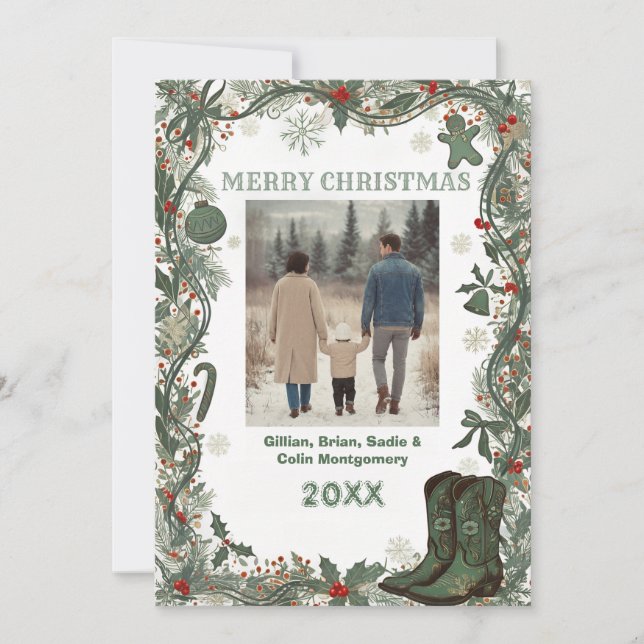Carte de vœux élégante de Noël et du temps des fêt (Devant)