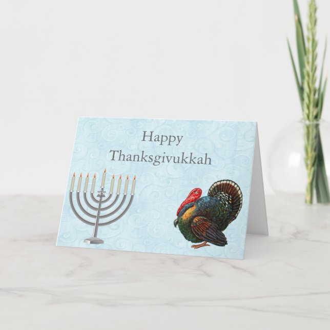 Carte de voeux élégante de Thanksgivukkah (Devant)