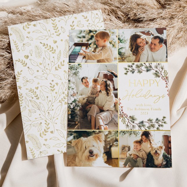 Carte de vœux élégante en or avec 5 photos de coll (Créateur téléchargé)