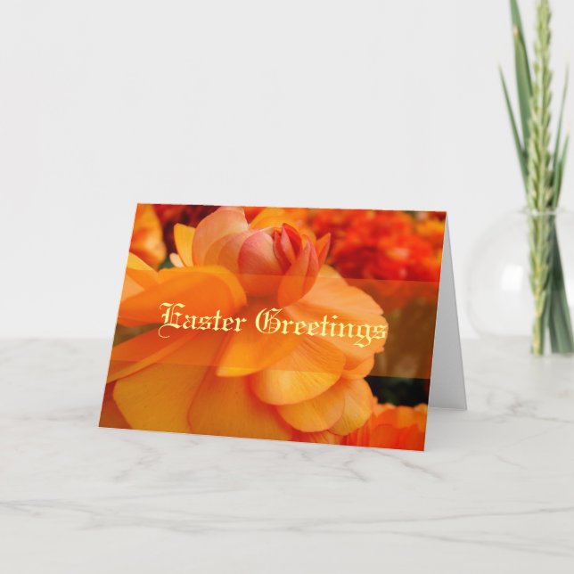 Carte de vœux élégante orange fleur de Pâques (Devant)