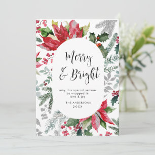 Carte de vœux élégante Poinsettia Noël Gui
