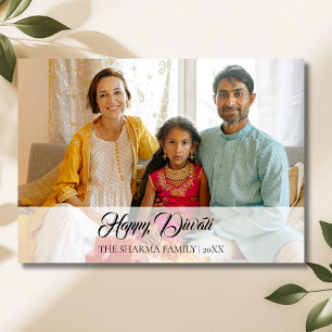 Carte de vœux élégante pour Diwali avec photo