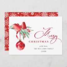 Carte de vœux élégante rouge Joyeux Noël