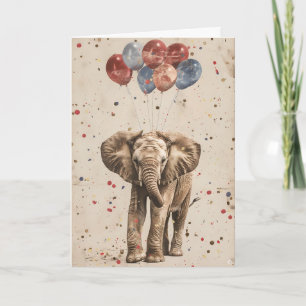 Carte de voeux Elephant Birthday Balloon