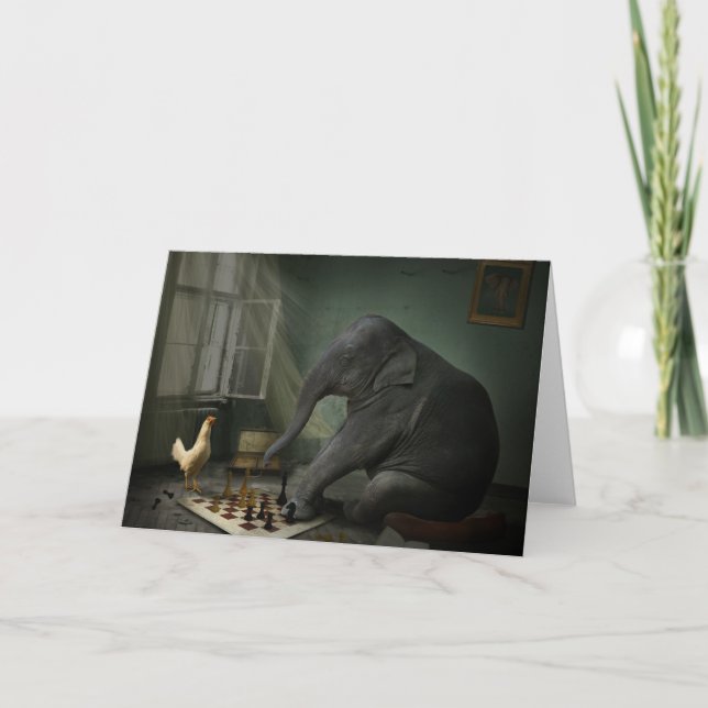 Carte de voeux Elephant Chess (Devant)