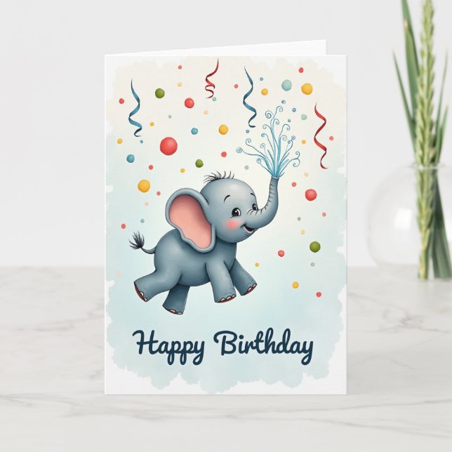 Carte de vœux éléphant joyeux (Devant)