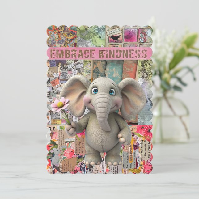 Carte de voeux Eléphant mignon et souris (Debout devant)