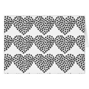 Carte de voeux Empreinte de patte silhouette coeur