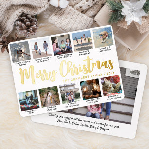 Carte De Vœux En Aluminium 11 Photo Joyeux Noël Simple Moderne Calligraphie