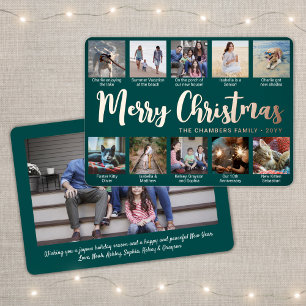 Carte De Vœux En Aluminium 11 Photo Vert sarcelle Joyeux Noël Collage Moderne