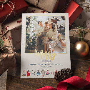 Carte De Vœux En Aluminium 12 Jours de Noël Photo écru