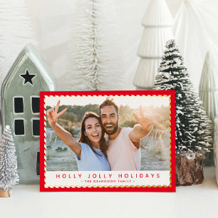 Carte De Vœux En Aluminium 2024 CHRISTMAS PHOTO classe or simple frontière ro