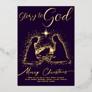 Carte De Vœux En Aluminium 2026 Scène de Nativité Religieuse Crèche Gloire à 