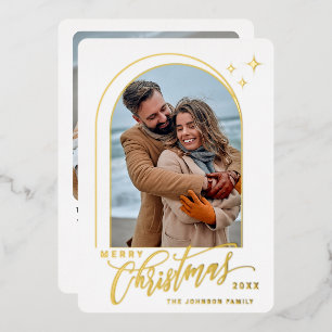 Carte De Vœux En Aluminium 2 PHOTO Simply Elegant Sparkle Christmas Gold