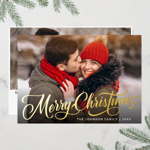 Carte De Vœux En Aluminium 2 PHOTO Sparkle Joyeux voeux de Noël Or