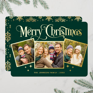Carte De Vœux En Aluminium 3 PHOTO Sparkle Joyeux voeux de Noël Or