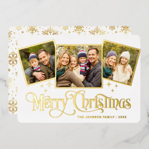 Carte De Vœux En Aluminium 3 PHOTO Sparkle Joyeux voeux de Noël Or