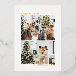 Carte De Vœux En Aluminium 4 Photo Collage machine à écrire or scandinave