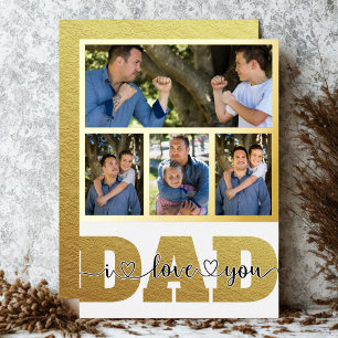 Carte De Vœux En Aluminium 4 Photo Collage Papa Enfants Photos Je t'aime Papa