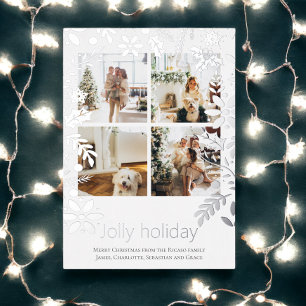 Carte De Vœux En Aluminium 4 Photo Jolly Holiday Fleur nordique Noël