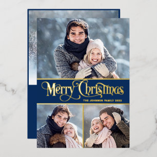 Carte De Vœux En Aluminium 4 PHOTO Simply Elegant Sparkle Christmas Gold