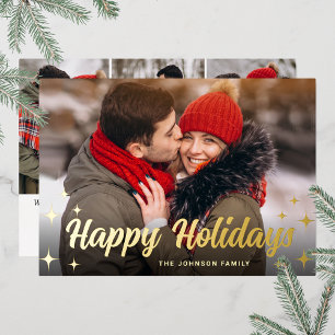 Carte De Vœux En Aluminium 4 PHOTO Sparkle Joyeux voeux de Noël Or