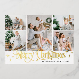 Carte De Vœux En Aluminium 5 PHOTO Sparking Joyeux or de Noël