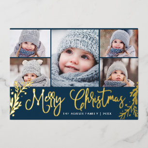 Carte De Vœux En Aluminium 5 PHOTO Sparkle Noël Salutation or
