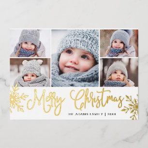 Carte De Vœux En Aluminium 5 PHOTO Sparkle Noël Salutation or
