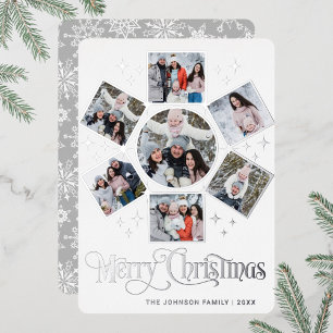 Carte De Vœux En Aluminium 7 PHOTO Sparkle Joyeux voeux de Noël Argent