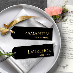 Carte De Vœux En Aluminium 8 Étiquettes de nom de mariage dorées sur fond noi