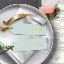 8 Mariages Guest Gold Foil Mint Green Name Tags