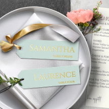 8 Mariages Guest Gold Foil Mint Green Name Tags