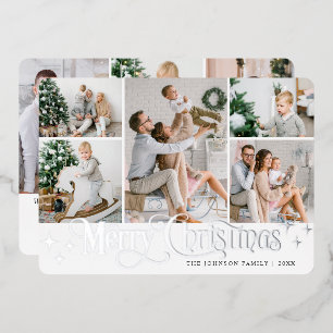 Carte De Vœux En Aluminium 8 PHOTO Sparkel Joyeux Noël Argent
