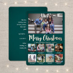 Carte De Vœux En Aluminium 9 Photo Turquoise Vert Joyeux Noël Collage moderne<br><div class="desc">Envoyez des salutations joyeux et partagez 9 de vos photos préférées avec un collage photo personnalisé Carte de vacances en feuille d'or turquoise et rose. Tout le texte sur ce modèle est simple à customiser pour inclure n'importe quel libellé, comme Joyeux Noël, Joyeux Fêtes, Joyeuses Fêtes, Bonne Année, Soirée de...</div>