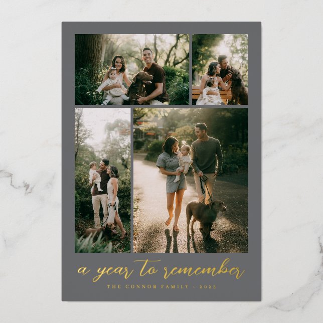Carte De Vœux En Aluminium A Year to Remember Photo Collage (Recto)