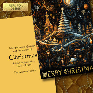 Carte De Vœux En Aluminium Abstraite Marque Village de Noël Dessin Ciel de nu