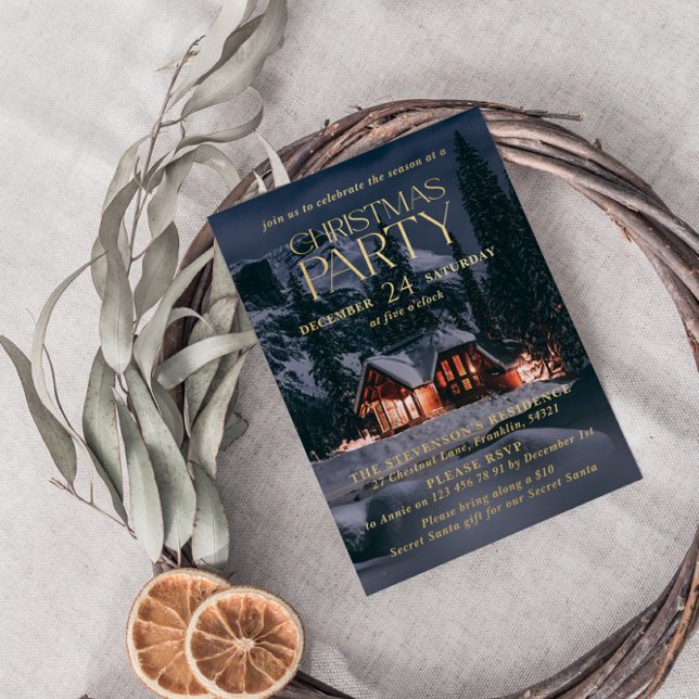 Carte De Vœux En Aluminium Accueil confortable Photo Fête de Noël Foil Invita (Créateur téléchargé)